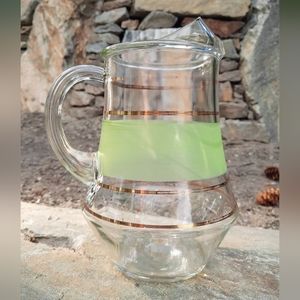 VTG Large Blendo Glass Juice Jug Pitcher in a lovely lime green with gold